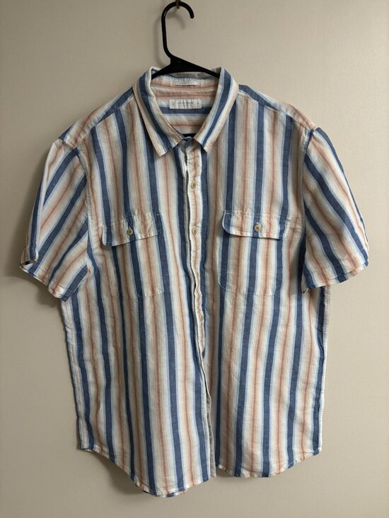 Lucky Brand Other - Lucky Brand Button Shirt Mens XL Multicolor Classic Fit Striped Pockets Hemp